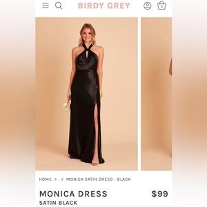 Birdy Grey Satin Black Monica Dress XS